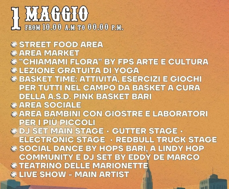 Primo Maggio Barese 2025, locandina Street Food Festival 1 MB