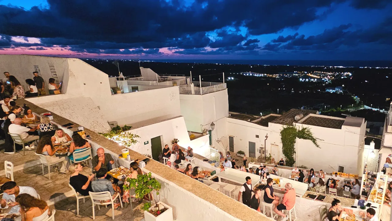Ostuni, view of the olive grove from a terrace in the historic center