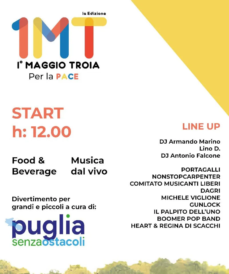 Primo Maggio a Troia 2025 - Musica e Pace al Parco Urbano