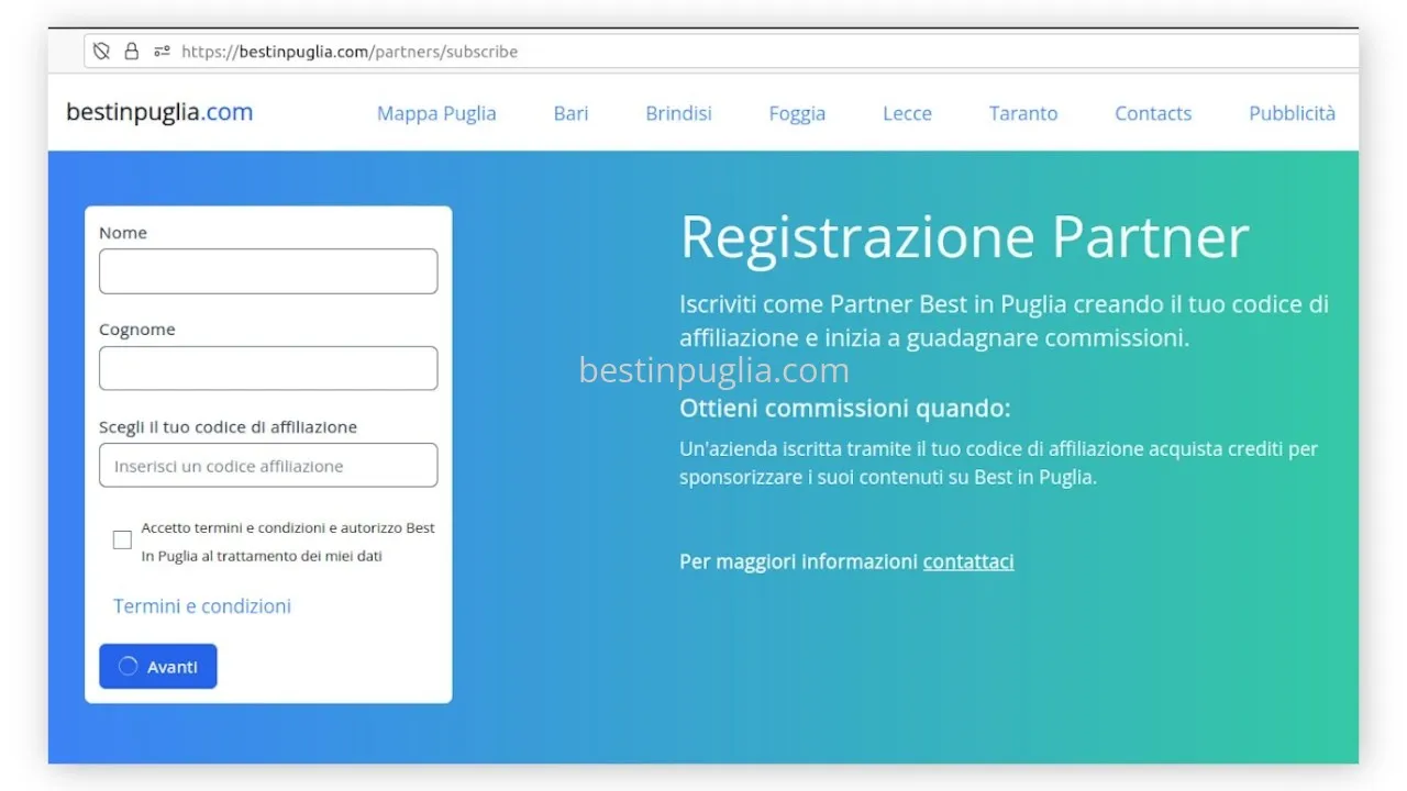 BestinPuglia.com - Iscriviti com Partner Affiliato