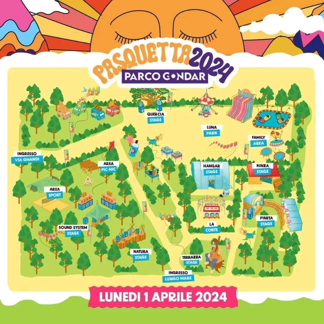 Locandina Mappa evento Pasquetta 2024 a Parco Gondar