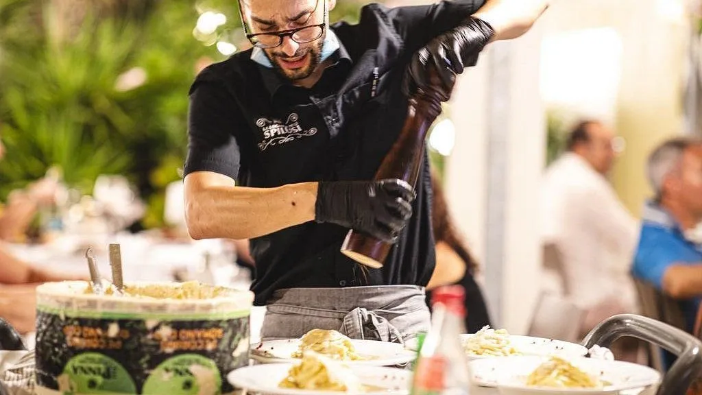 Ristorante Spilusi a Brindisi, cooking show cacio e pepe
