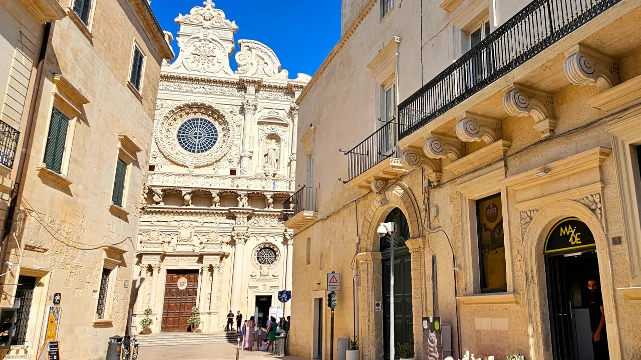 Lecce, Baroque Basilica of Santa Croce seen from Piazzetta Riccardi