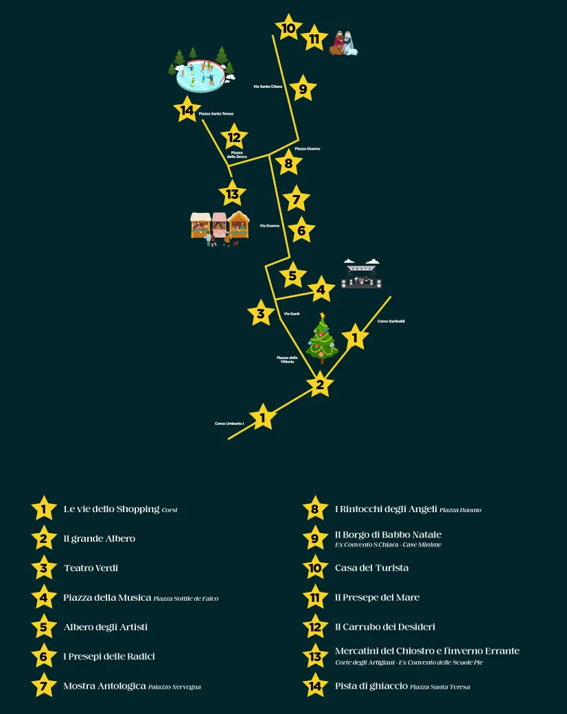 Natale Brindisi, mappa stilizzata del Natale Diffuso a Brindisi