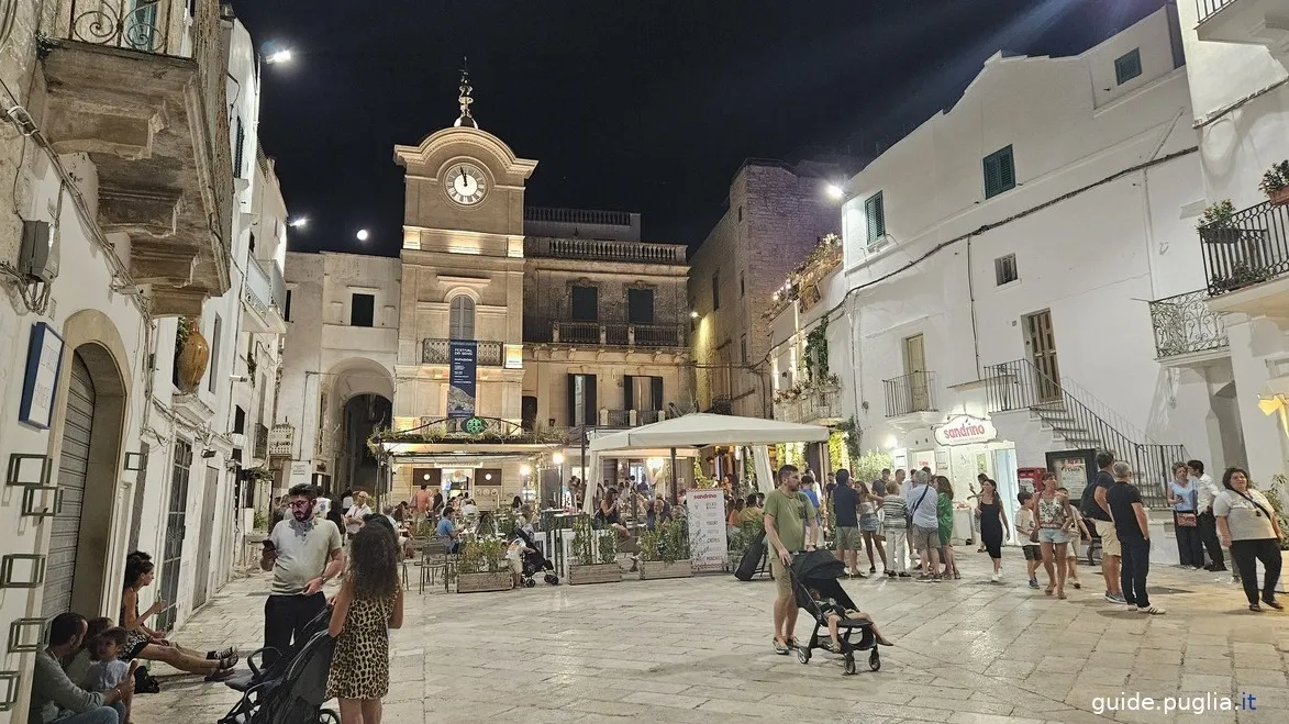 clock tower, piazza vittorio emanuele II, historic center of cisternino