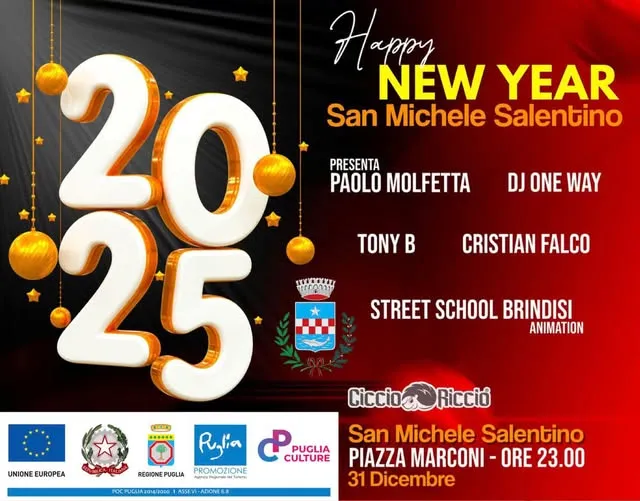 New Year's Eve in the square in San Michele Salentino, with Entertainment, Music and DJ